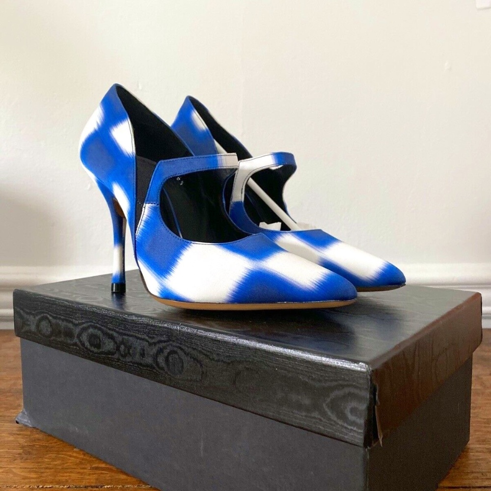 DRIES VAN NOTEN Blue + White Wedding Heels NIB Sz. 36.5 (US 6)